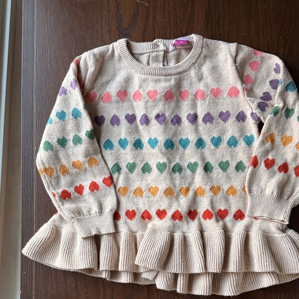 Colorful Heart Pattern Kids Sweater